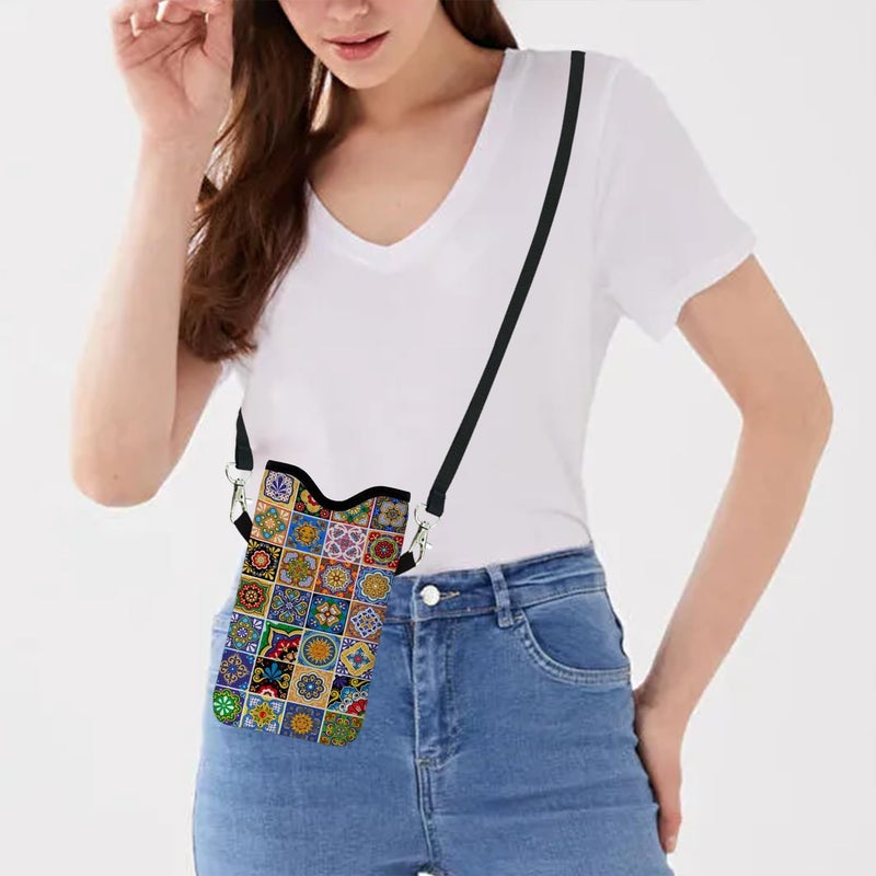 otilil Neoprene Cell Phone Sleeve Pouch Case Bag with Crossbody Strap Neck Lanyard for Women 7.1 X 3.9 in Bohemian Style - Image 5
